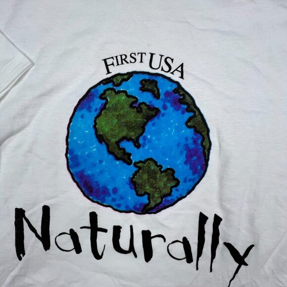 Vintage First USA Earth Naturally White T Shirt XL Short Sleeve Planet Graphic - Picture 6 of 14